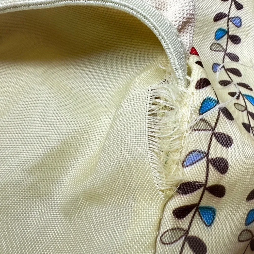 Vintage Sage Green Canvas Flower Tote Bag Brown Suede Trim‎ Y2K Aesthetic